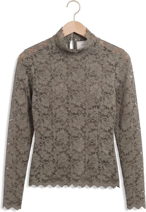 NEO NOIR Dames Tops & T-shirts Liza Laceflower Blouse Groen - Foto 4