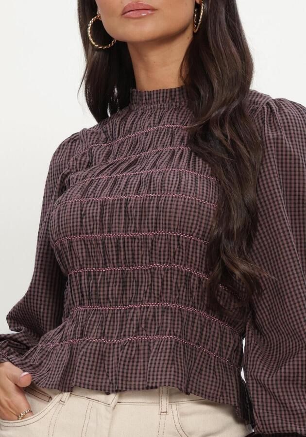 NEO NOIR Dames Tops & T-shirts Oliana Check Blouse Bruin - Foto 3