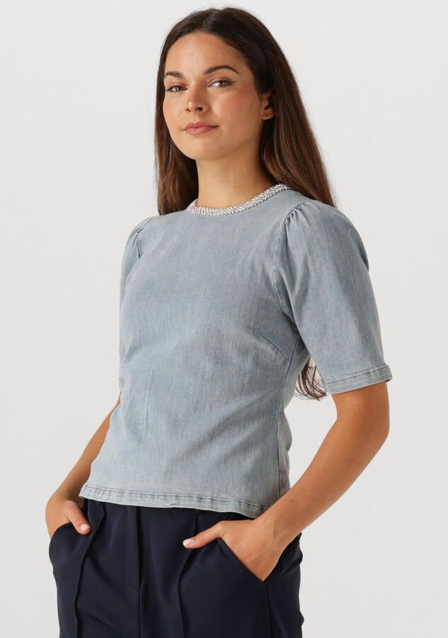 NEO NOIR Dames Tops & T-shirts Rosia Denim Emb Top Lichtblauw