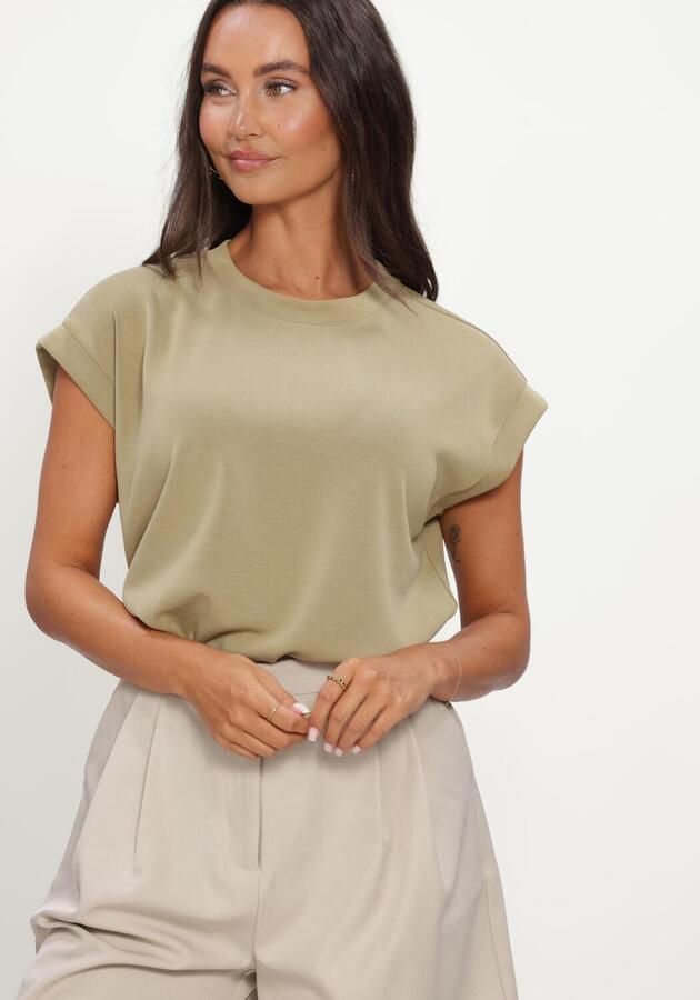 NEO NOIR Dames Tops & T-shirts Saphira Soft Tee Khaki - Foto 4