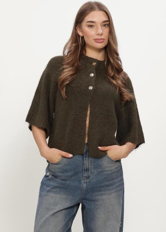 NEO NOIR Dames Truien & Vesten Benuta Fluffy Knit Cardigan Donkergroen