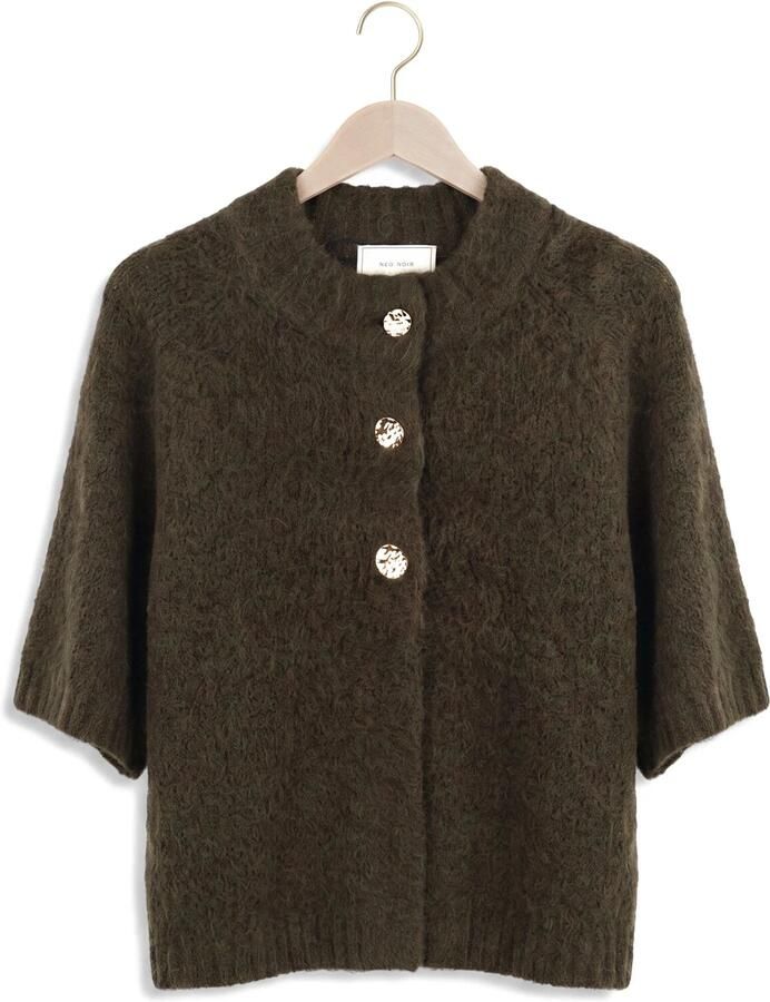 NEO NOIR Dames Truien & Vesten Benuta Fluffy Knit Cardigan Donkergroen - Foto 2