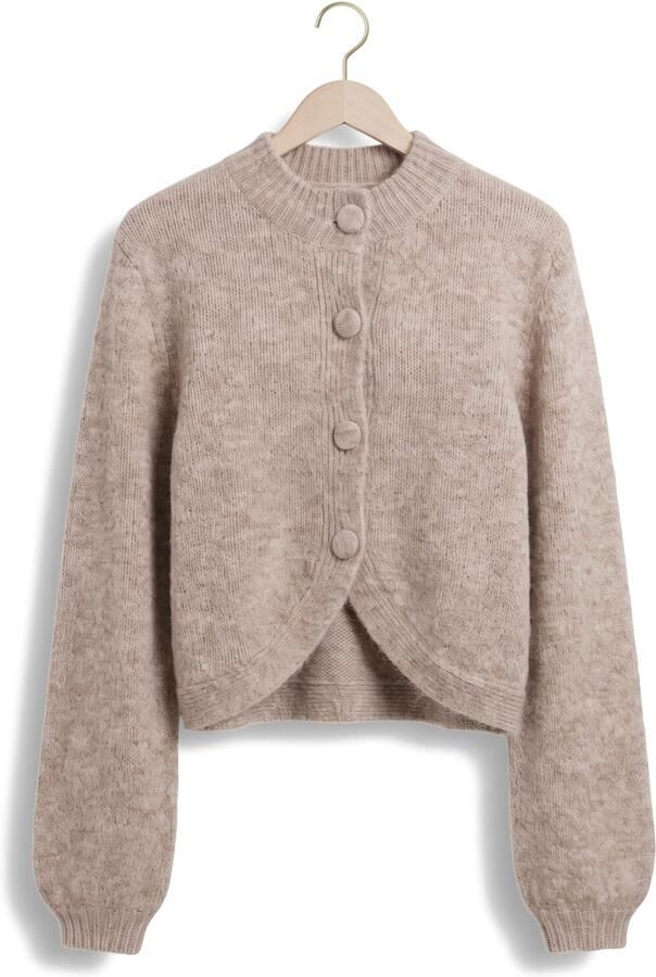 NEO NOIR Dames Truien & Vesten Gio Fluffy Knit Cardigan Beige - Foto 3