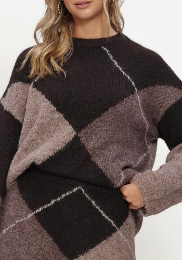 NEO NOIR Dames Truien & Vesten Inga Check Fluff Knit Blouse Bruin - Foto 4