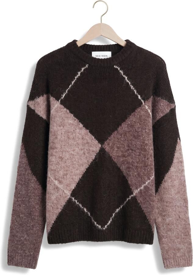 NEO NOIR Dames Truien & Vesten Inga Check Fluff Knit Blouse Bruin - Foto 2
