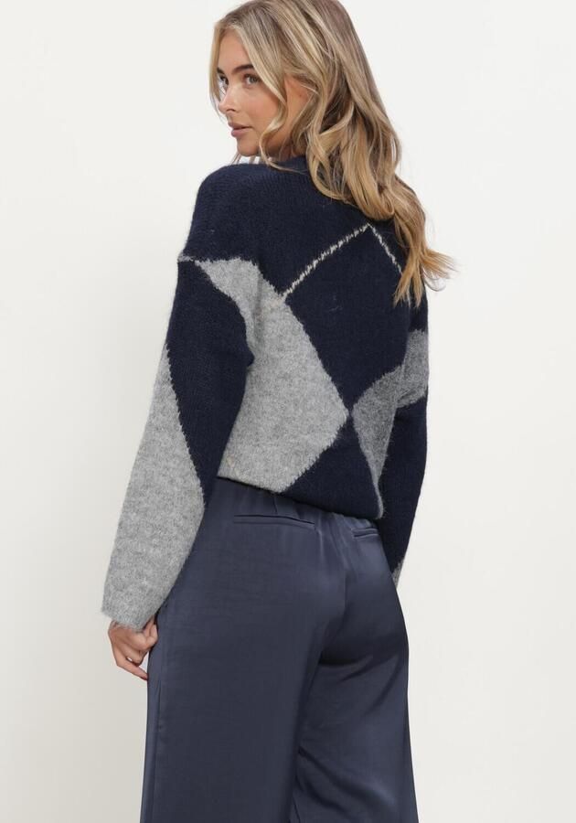NEO NOIR Dames Truien & Vesten Inga Check Fluff Knit Blouse Donkerblauw - Foto 3
