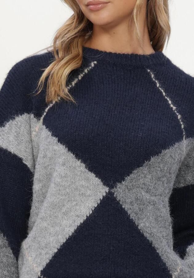 NEO NOIR Dames Truien & Vesten Inga Check Fluff Knit Blouse Donkerblauw - Foto 4