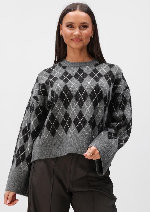 NEO NOIR Dames Truien & Vesten Kick Check Knit Blouse Grijs