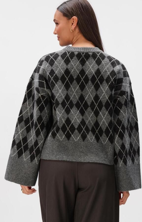 NEO NOIR Dames Truien & Vesten Kick Check Knit Blouse Grijs - Foto 4