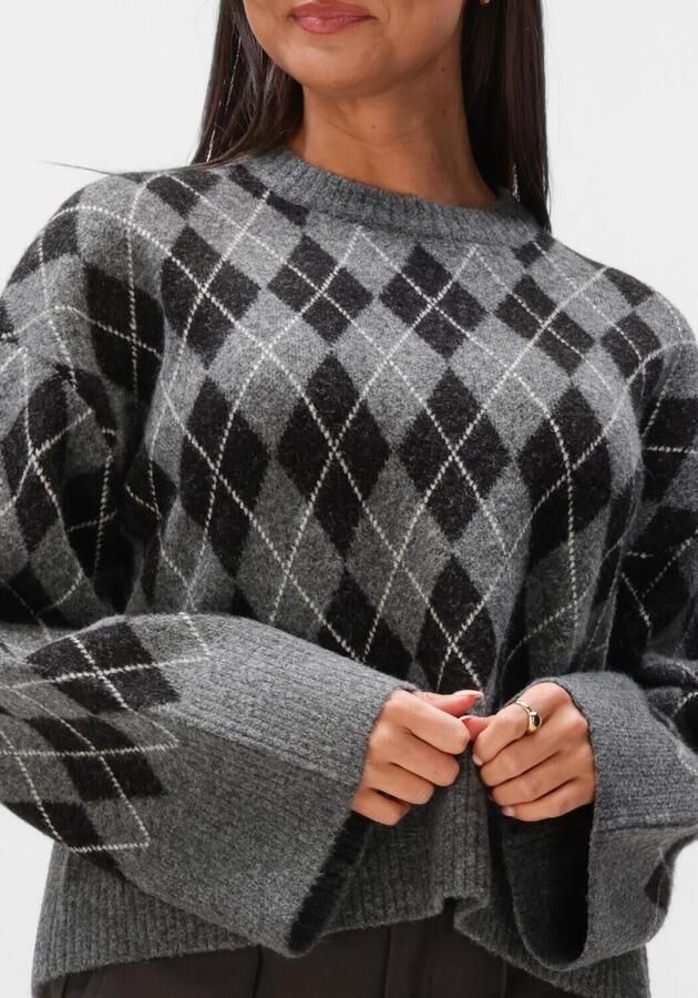 NEO NOIR Dames Truien & Vesten Kick Check Knit Blouse Grijs - Foto 3