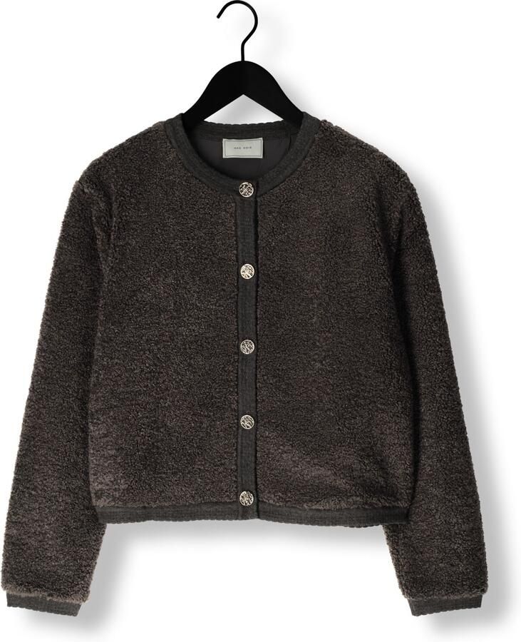 NEO NOIR Dames Truien & Vesten Limo Fluffy Knit Cardigan Donkergrijs