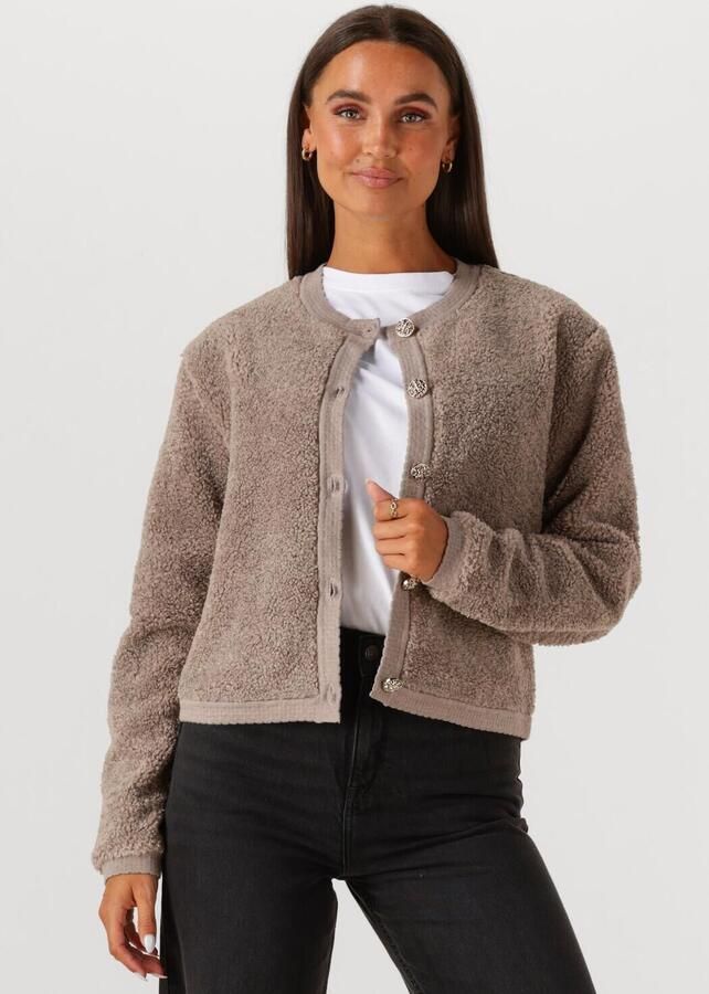 NEO NOIR Dames Truien & Vesten Limo Fluffy Knit Cardigan Taupe - Foto 4