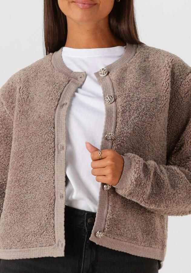 NEO NOIR Dames Truien & Vesten Limo Fluffy Knit Cardigan Taupe - Foto 2