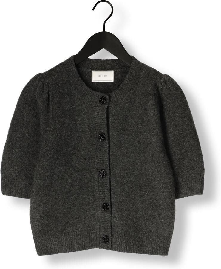 NEO NOIR Dames Truien & Vesten Trudy Deco Knit Cardigan Donkergrijs