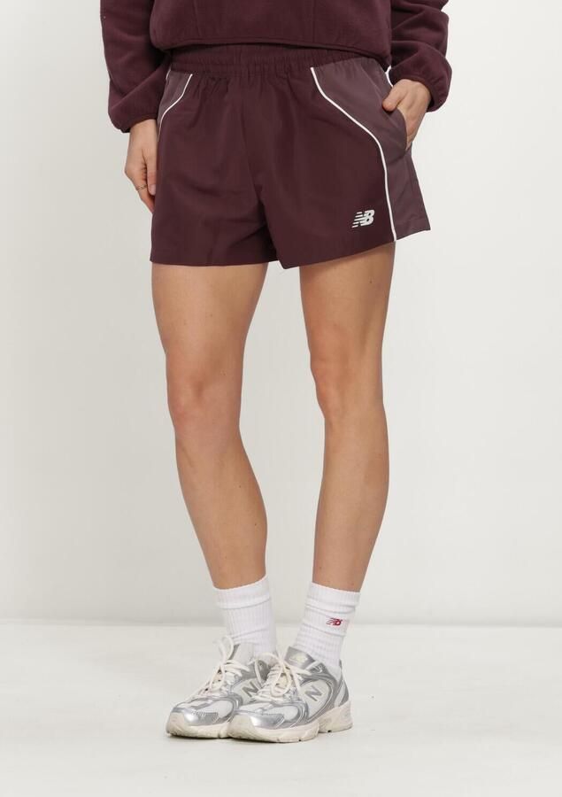 NEW BALANCE Dames Broeken Trackside Woven Short Bordeaux