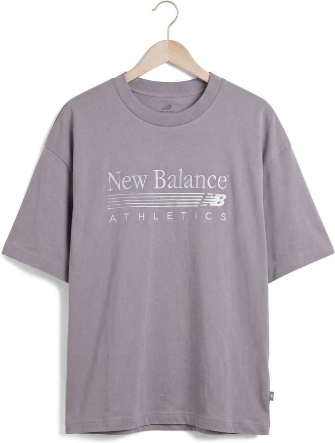 NEW BALANCE Dames Tops & T-shirts Trackside Oversized T-shirt Grijs - Foto 2