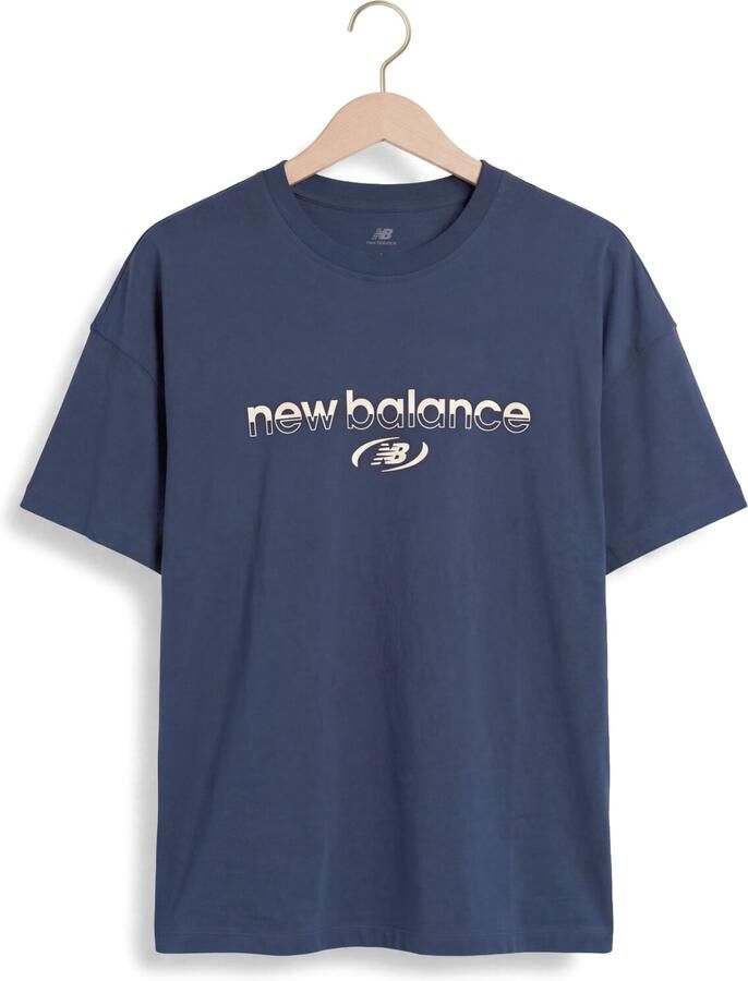 NEW BALANCE Heren Polo's & T-shirts Trackside T-shirt Donkerblauw - Foto 2