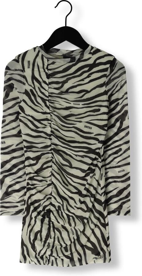 NIK&NIK jurk met dierenprint en mesh ecru zwart Meisjes Polyester Ronde hals 152 - Foto 2