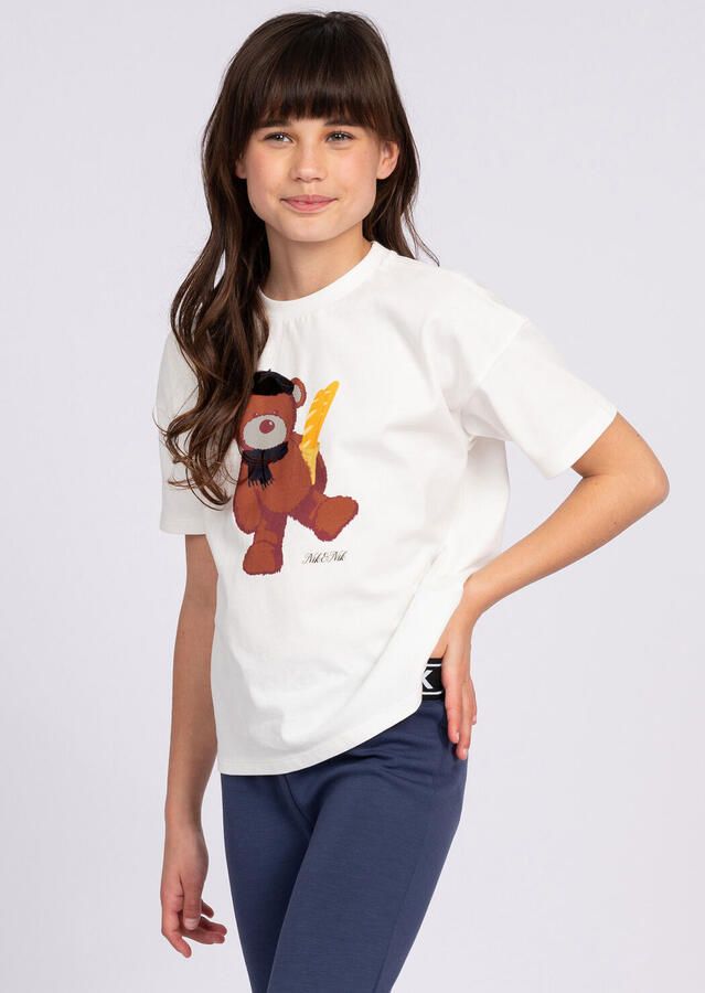 NIK & NIK Meisjes Tops & T-shirts Bear T-shirt Wit - Foto 2
