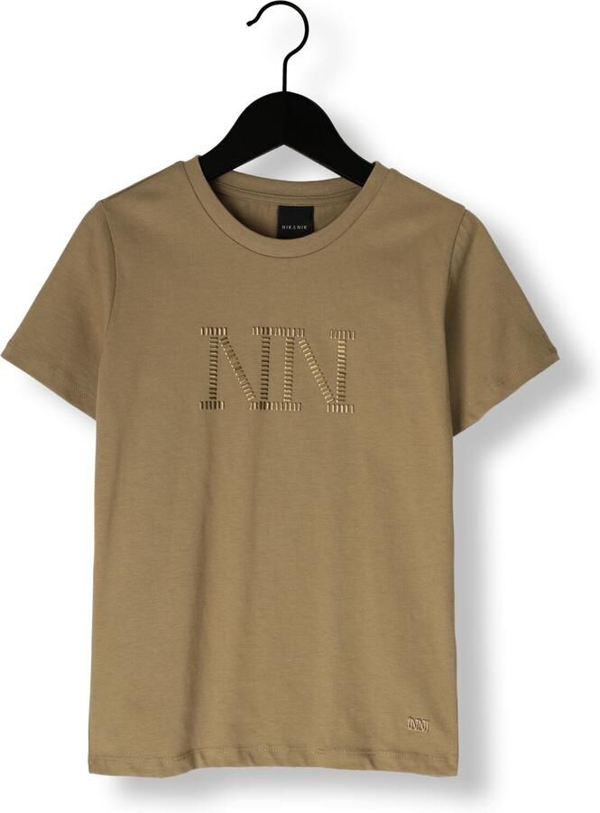 NIK & NIK Meisjes Tops & T-shirts Stud T-shirt Khaki - Foto 3