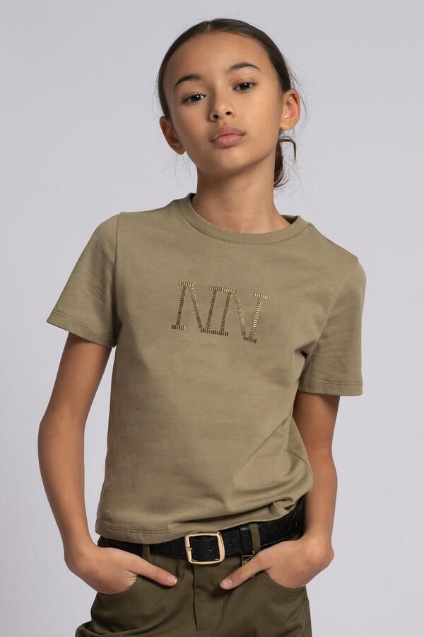 NIK & NIK Meisjes Tops & T-shirts Stud T-shirt Khaki - Foto 2