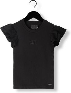 Nik & Nik Zwarte T-shirt Volant Sleeve Rib T-shirt