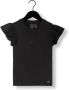 NIK & NIK Meisjes Tops & T-shirts Volant Sleeve Rib T-shirt Zwart - Thumbnail 1