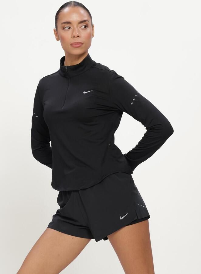 Nike Swift Dri-FIT hardlooptop met korte rits en uv-bescherming voor dames Zwart