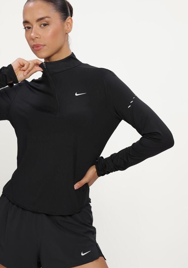 Nike Swift Dri-FIT hardlooptop met korte rits en uv-bescherming voor dames Zwart - Foto 3