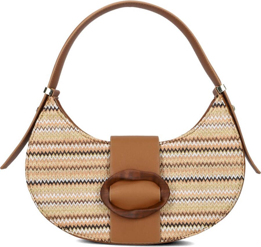 Noa Harmon Kameel Handtas met Raffia Detail Beige Dames