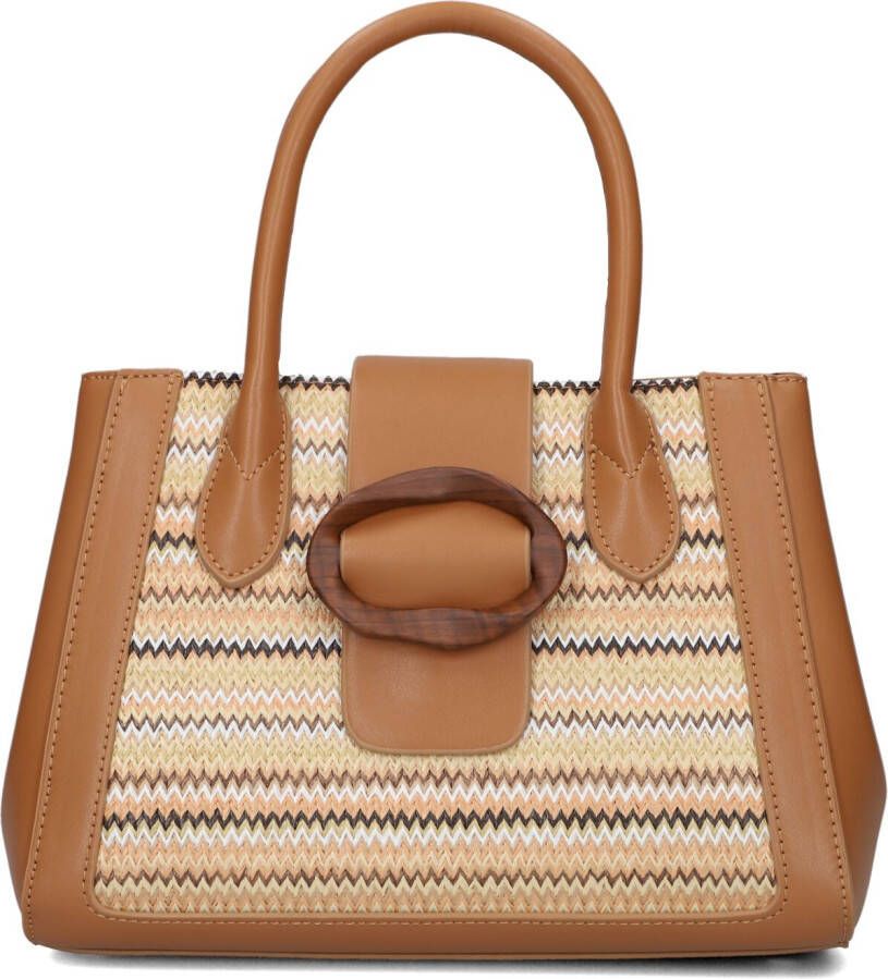 Noa Harmon Kameel Handtas met Raffia Detail Beige Dames
