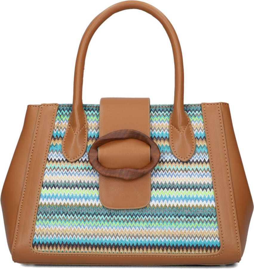 Noa Harmon Kameel Handtas met Raffia Detail Multicolor Dames