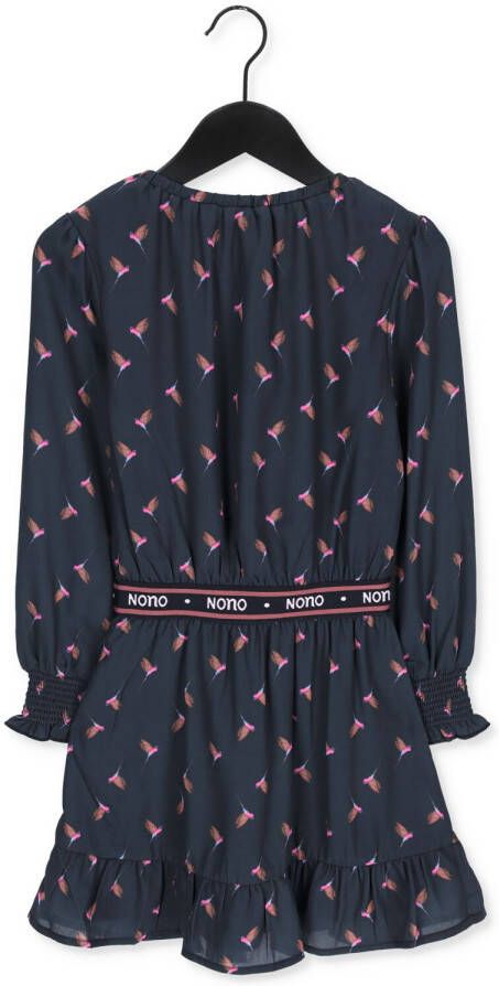 NONO jurk Mila van gerecycled polyester blauw bruin