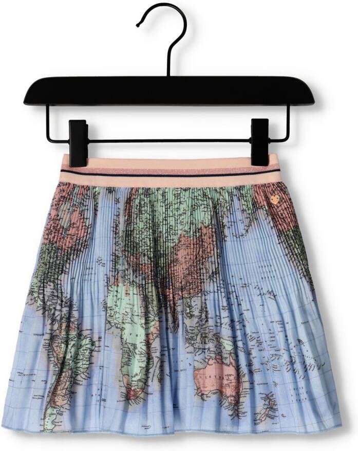 NONO Meisjes Rokken Nulan World Map Short Plissee Skirt Blauw