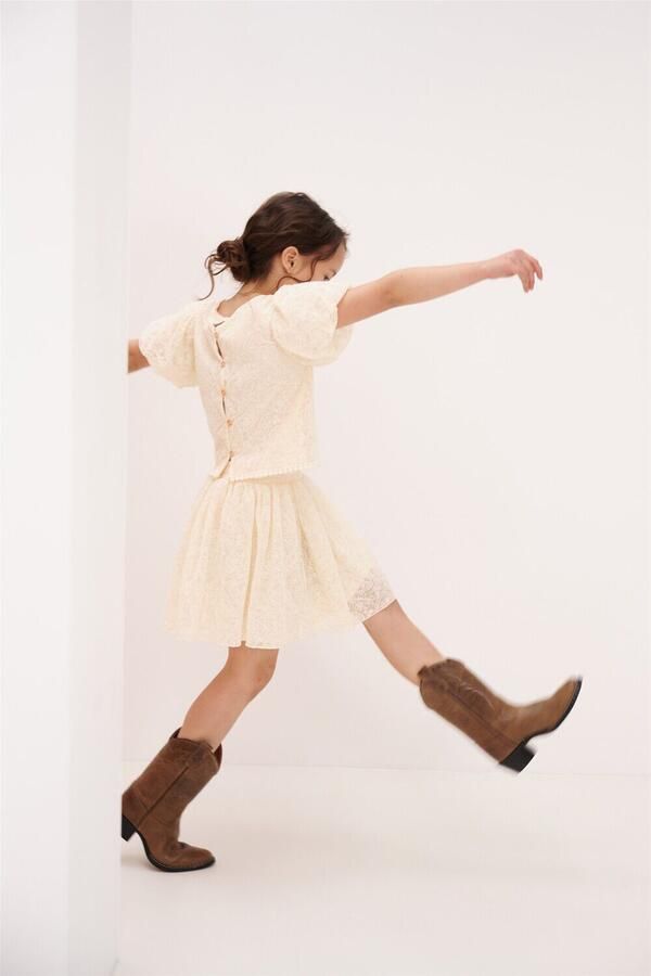 NONO Meisjes Blouses Tessy Mesh Blouse Ecru - Foto 4