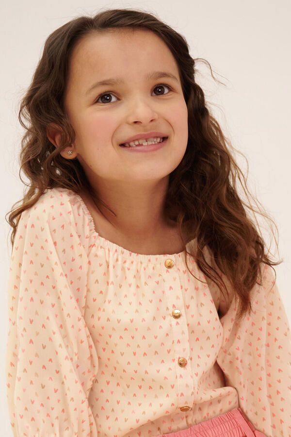 NONO Meisjes Blouses Tomas Heart Cropped Blouse Ecru - Foto 3