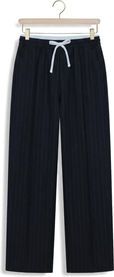 NONO Meisjes Broeken Sarah Pinstripe Pants Donkerblauw