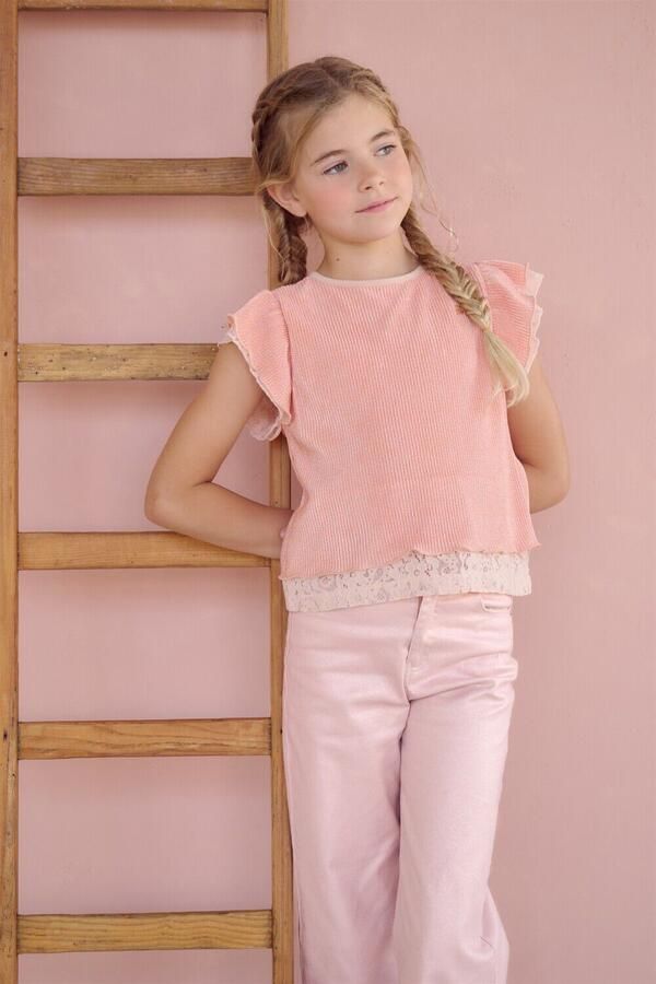 NONO Meisjes Jeans Siam Foilcoated Stretch Twill Pants Roze - Foto 3