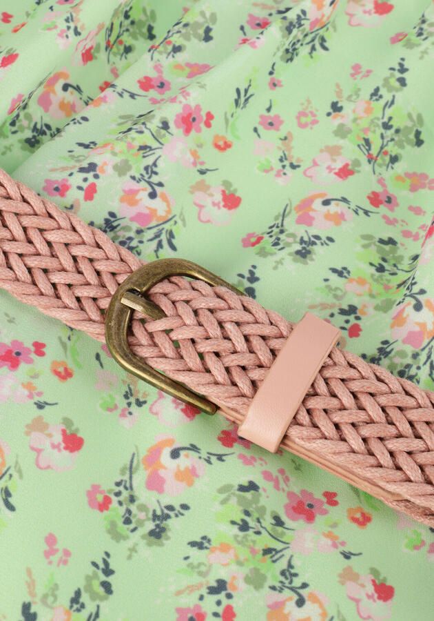 NONO gebloemde A-lijn jurk Maan lichtgroen roze Meisjes Polyester Ronde hals 122 128