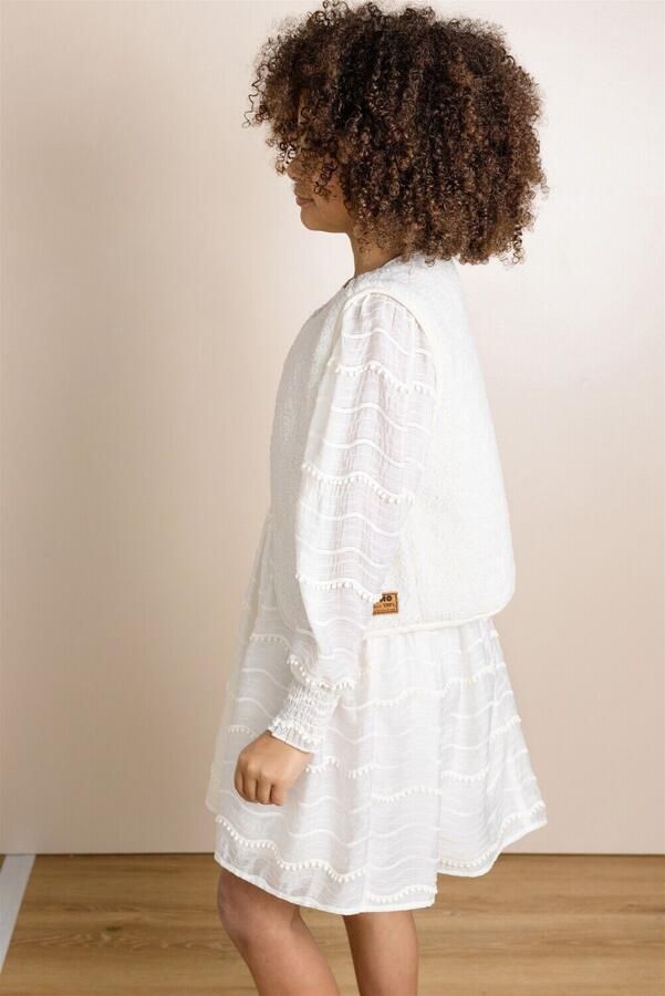 NONO Meisjes Jurken Milly Dress Pompom Details Ecru - Foto 4