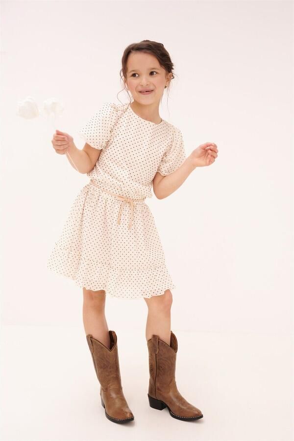 NONO Meisjes Jurken Mireal Mesh Dress Ecru - Foto 3