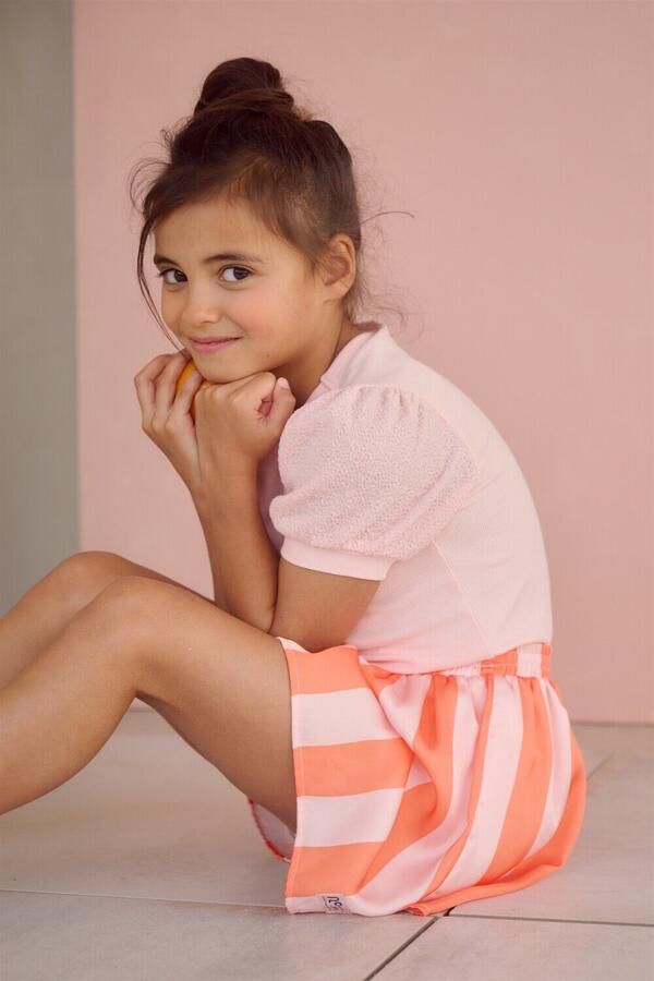 NONO Meisjes Tops & T-shirts Kyoto Rib Jersey Top With Puffed Sleeves Lichtroze - Foto 3