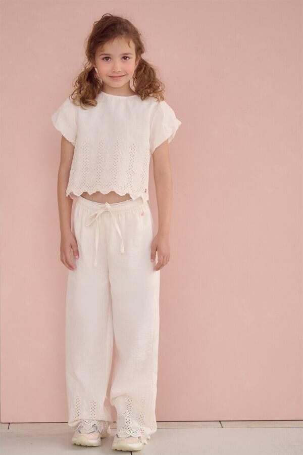 NONO Meisjes Tops & T-shirts Tika Blouse With Embroidered Border Lichtroze - Foto 3