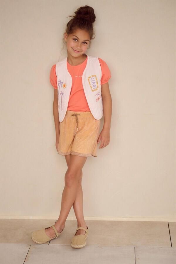 NONO Meisjes Truien & Vesten Kadi Padded Gilet With Embroidery Ecru - Foto 4
