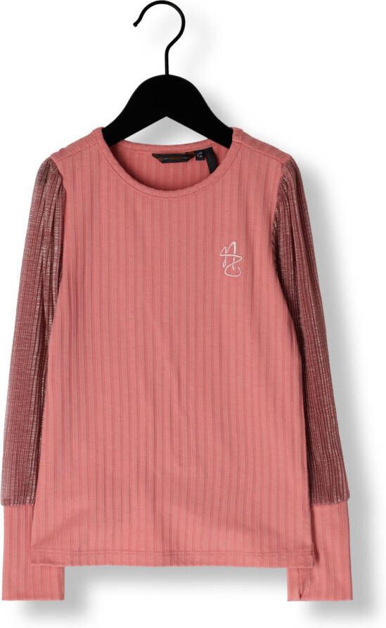 NONO Meisjes Tops & T-shirts Kisja Girls Rib Jersey Top With Contrast Sleeves Pink Roze