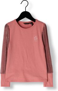 Nono Roze Kisja Girls Rib Jersey Top With Contrast Sleeves Pink