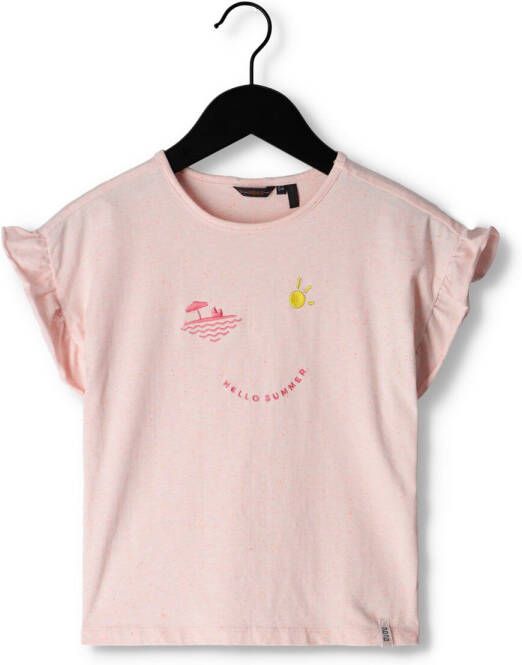 NONO T-shirt Kanou met printopdruk en ruches roze Meisjes Stretchkatoen Ronde hals 122 128