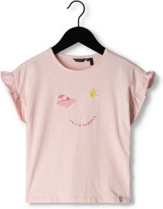 NONO T-shirt Kanou met printopdruk en ruches roze