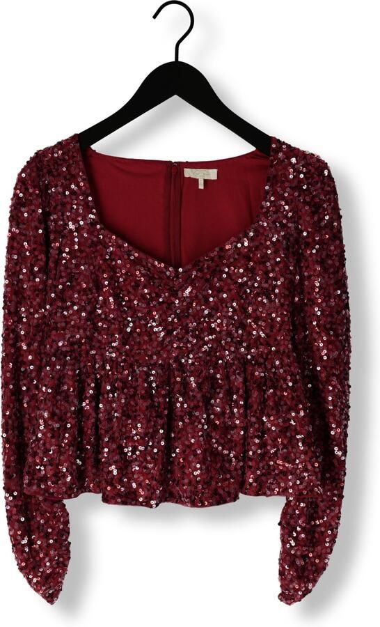 Notes Du Nord Romantische Ida Blouse met Paillet Mesh Rood Dames - Foto 4