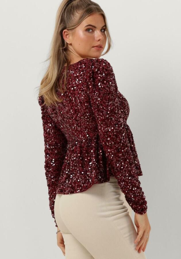 Notes Du Nord Romantische Ida Blouse met Paillet Mesh Rood Dames - Foto 2